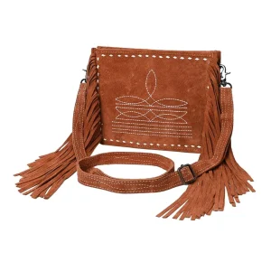 American Darling Brown Boot Stitch Fringe Bag