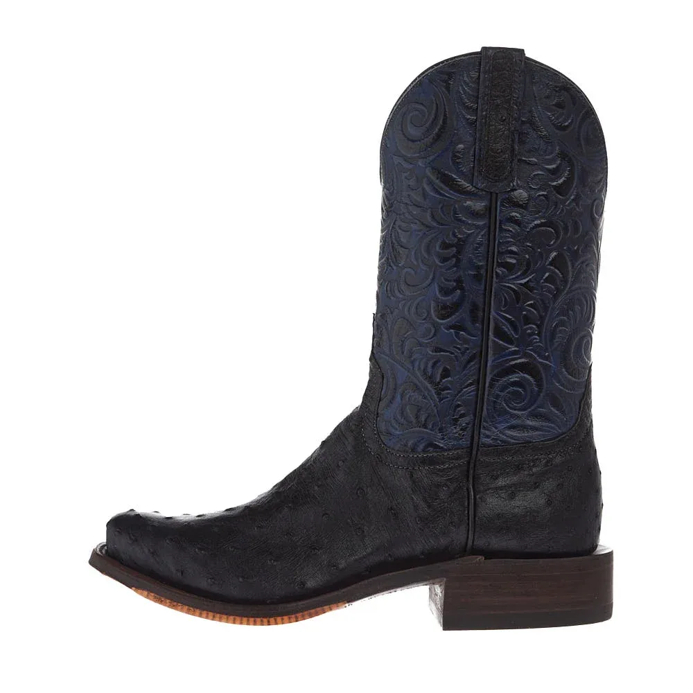 Anderson Bean Men's Ride Ready Lite Black Full Quill Ostrich Vamp 11in Midnight Navy Embosed Top - Image 2