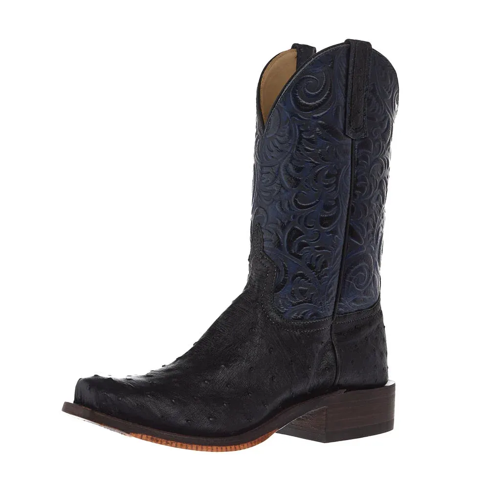 Anderson Bean Men's Ride Ready Lite Black Full Quill Ostrich Vamp 11in Midnight Navy Embosed Top