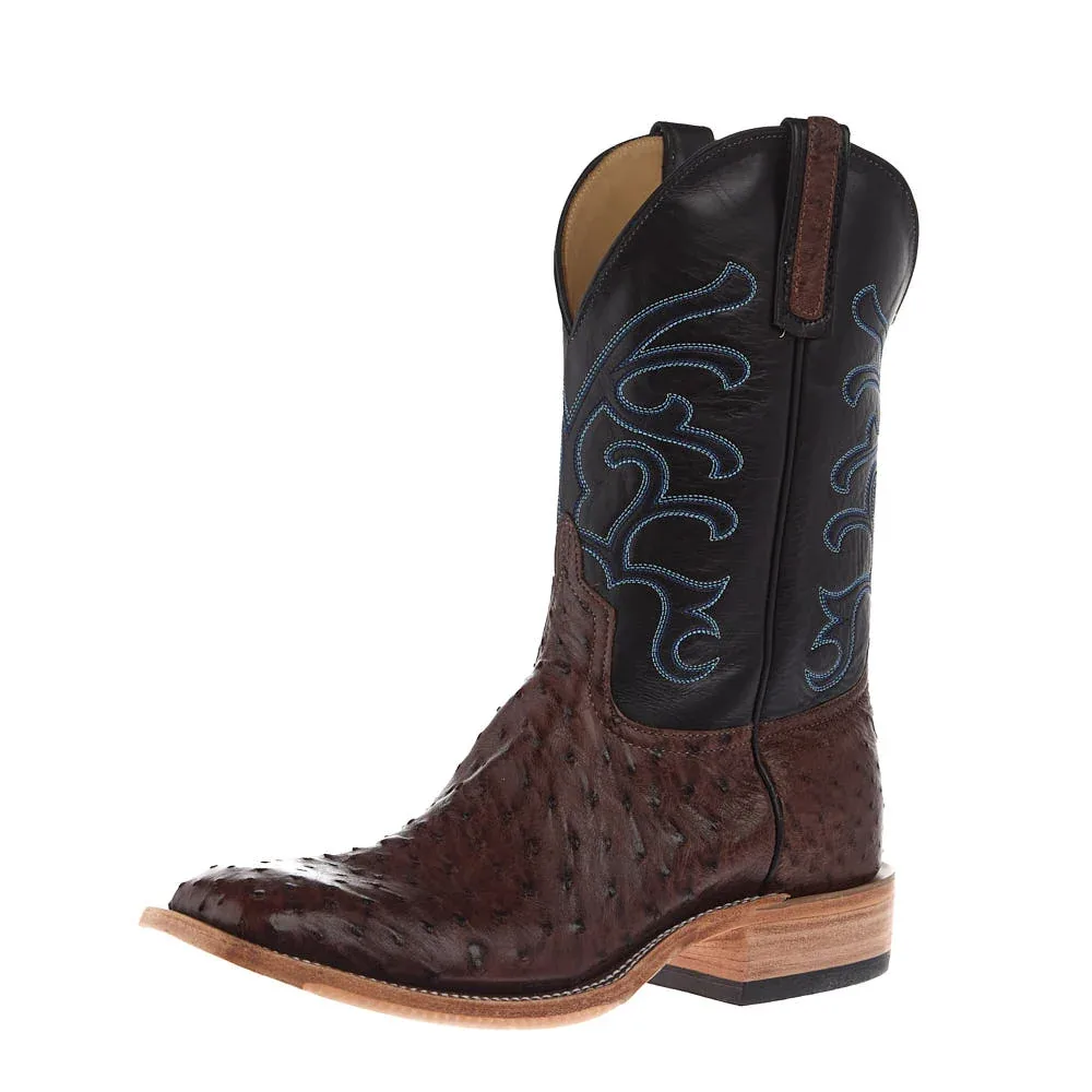 Anderson Bean Men's Ride Ready Lite Cafe Americano Full Quill Ostrich Vamp 11in Black Calf Top