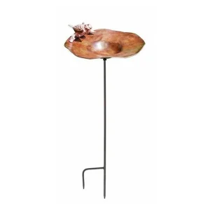 Antiqued Birdbath with Birds