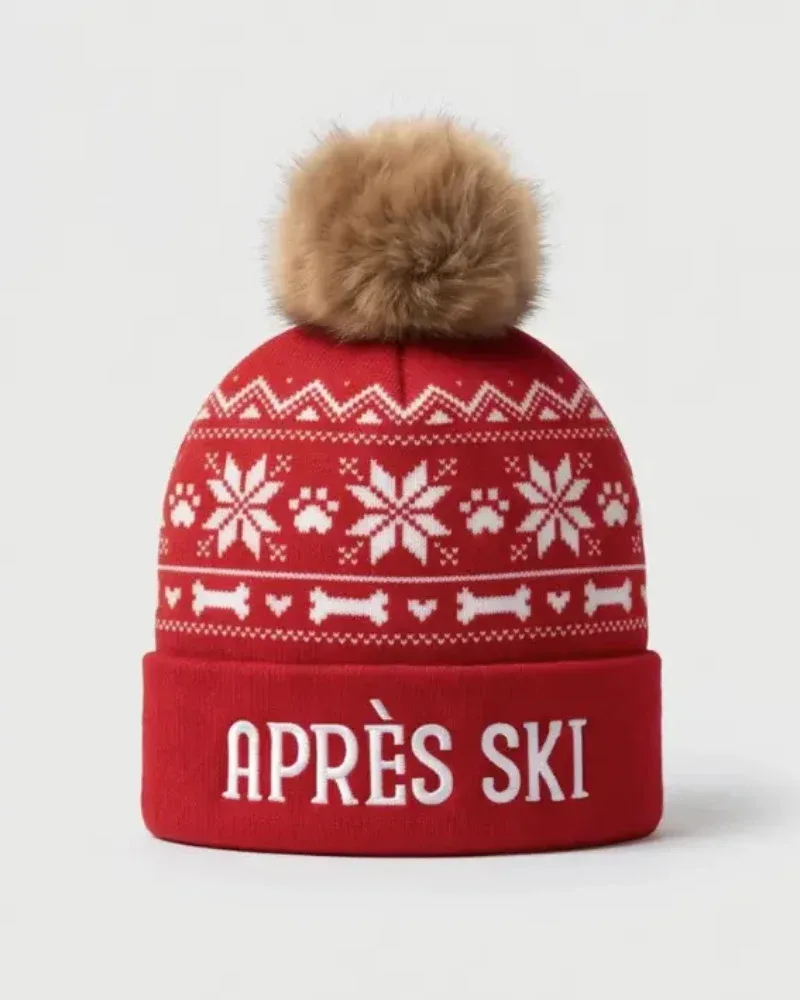 Apres Ski Pom Pom Hat Squeaky Plush Dog Toy