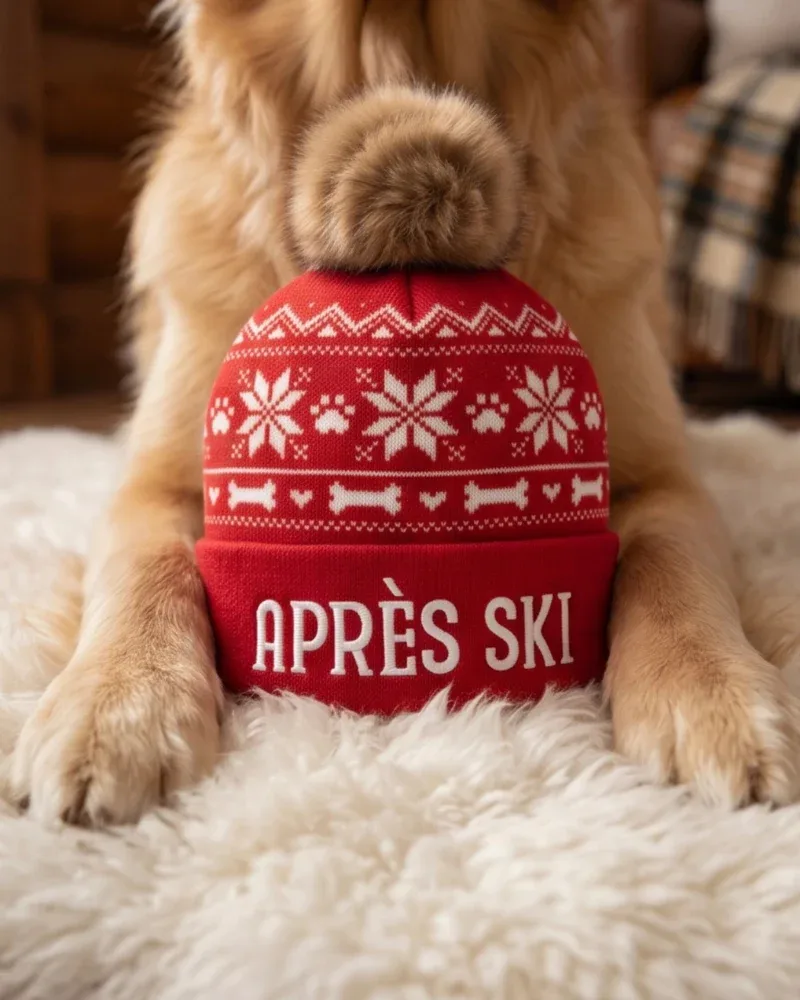 Apres Ski Pom Pom Hat Squeaky Plush Dog Toy - Image 2