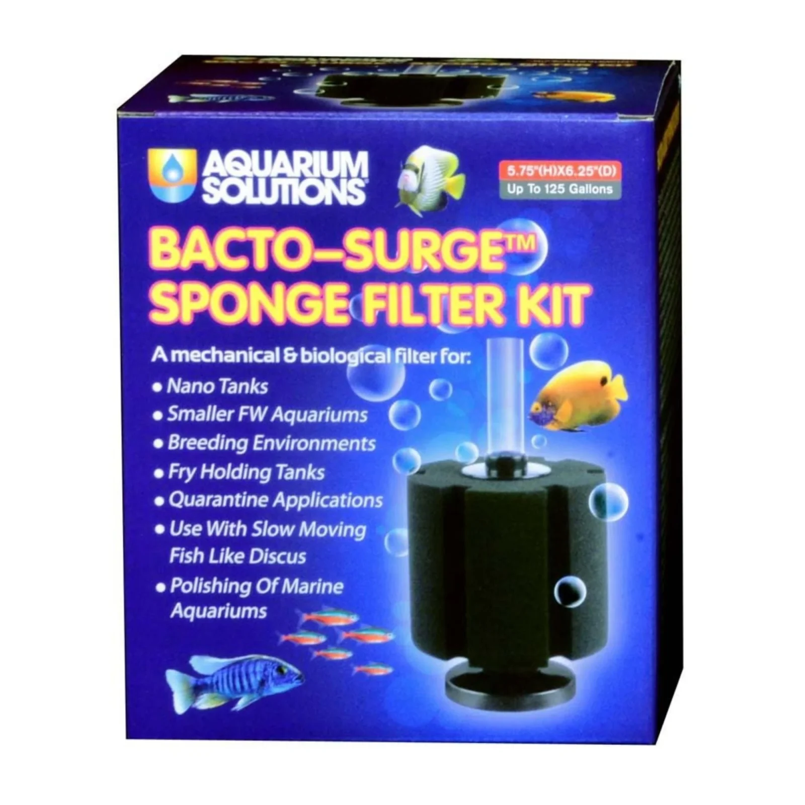 Aquarium Solutions Bacto Surge Biological Action Sponge Filter, Black, XL