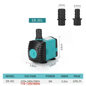 Aquarium Submersible Water Pump 3-60W Fountain Filter Fish Pond Quiet Water Pump Tank Fountain Side Suction