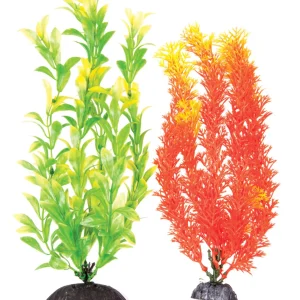 Aquatop Aquarium Plants Orange, Green 10 inch 2 pack