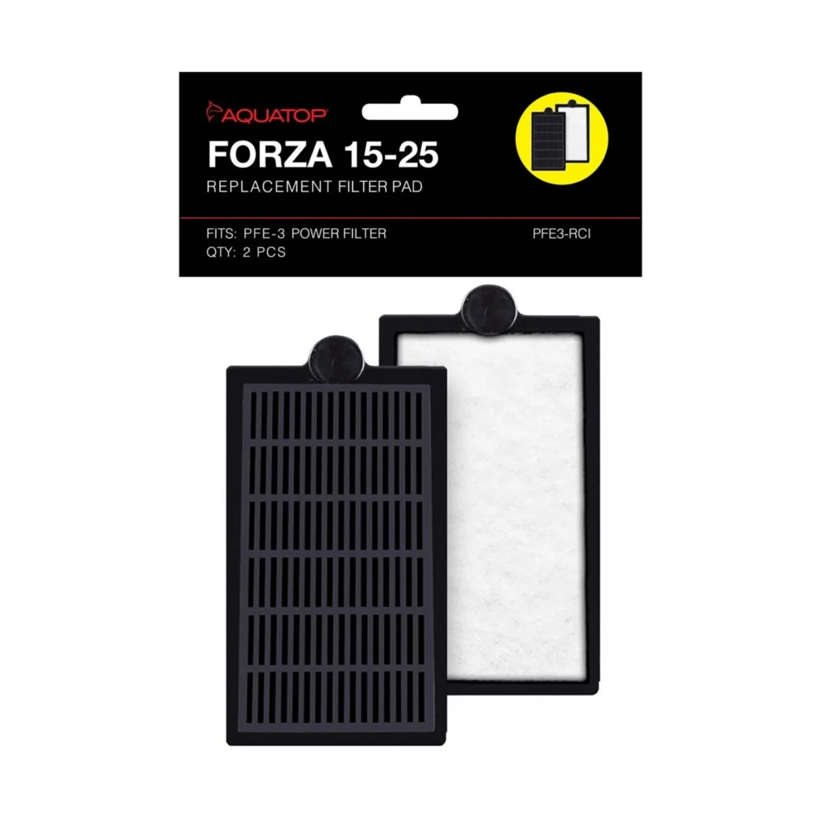 Aquatop FORZA Replacement Filter Inserts with Premium Activated Carbon 15-25 Black, White 2 Pack