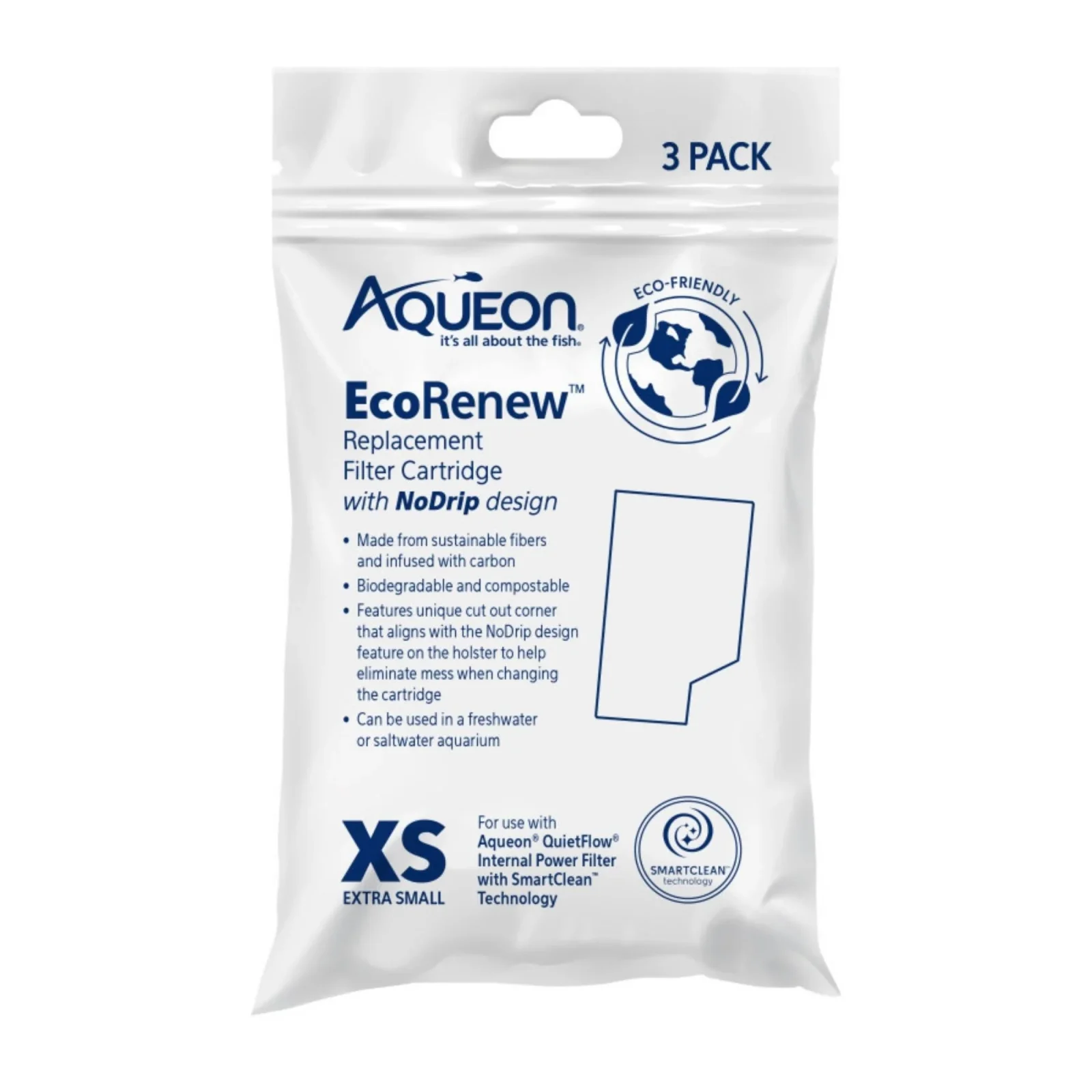 Aqueon EcoRenew Filter Cartridges 1ea/Extra SMall, 3pk
