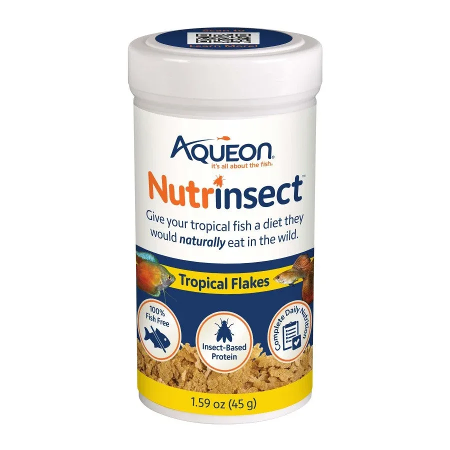 Aqueon Nutrinsect FishFree Fish Food Tropical Flakes, 1ea/1.59 oz