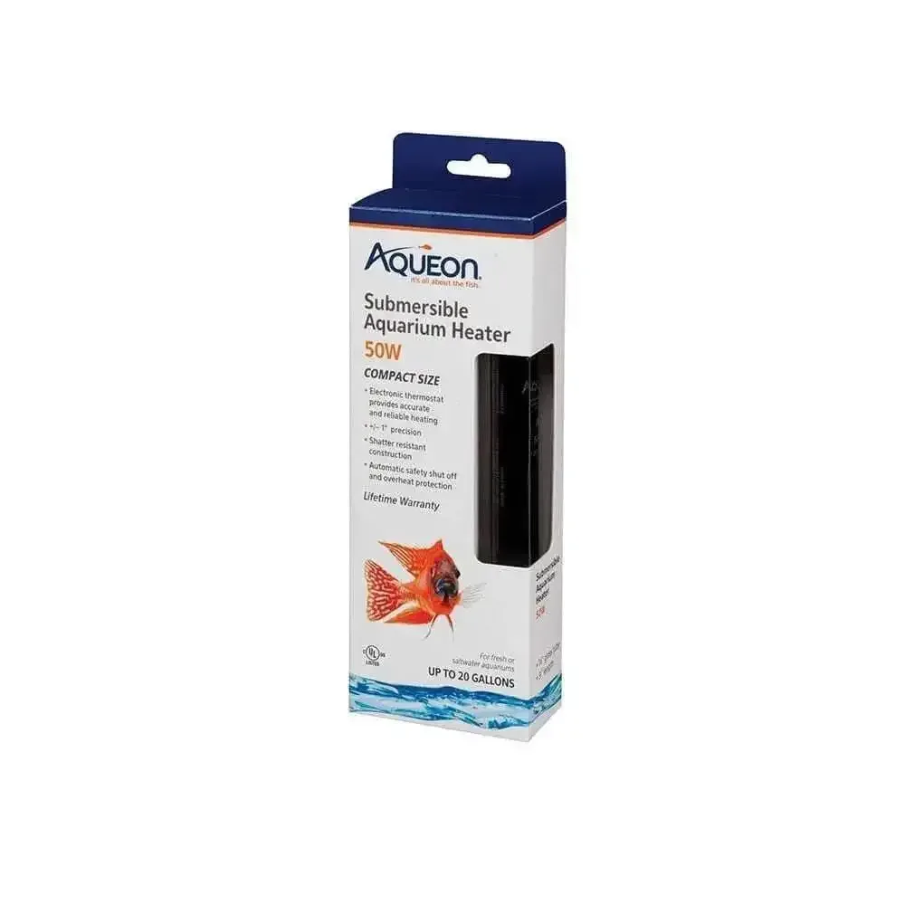 Aqueon® Submersible Glass Heater 50 Watt 3.5 X 1.5 X 10.375 Inch