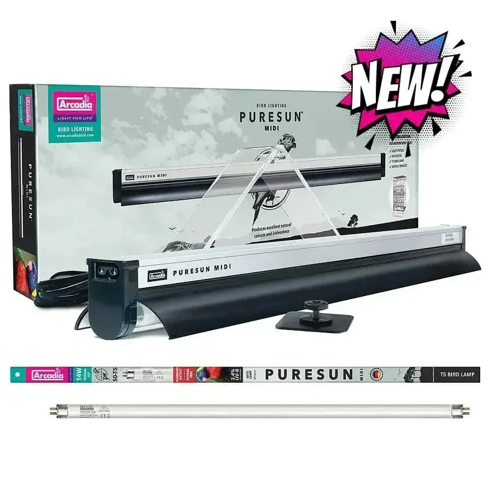 Arcadia Bird Lighting Kit - PureSun MIDI 2.4% UVB and 12% UVA Lighting Kit 22"
