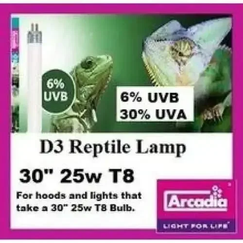 Arcadia T8 6% D3 Reptile Lamp 30" 25 watt **New ODD size for Exo Terra Hoods