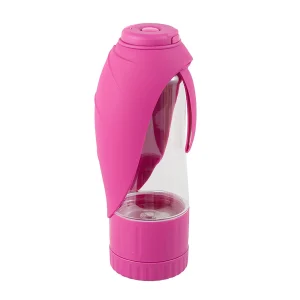Arcadia Trail® 2-in-1 Travel Water Bottle & Dog Food Dispenser, Berry/Blue, 20 OZ Water & 5 OZ Food