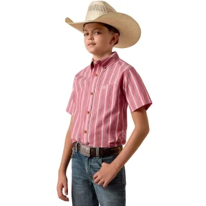 Ariat Boy's Hibiscus Red Stripe Pro Series Bobby Shirt