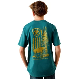 Ariat Boy's Mediterranean Bison Wander Flag Tee Shirt