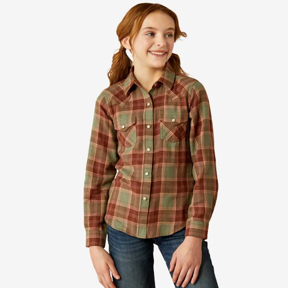 Ariat Girls' Ava Oakwood Plaid Top