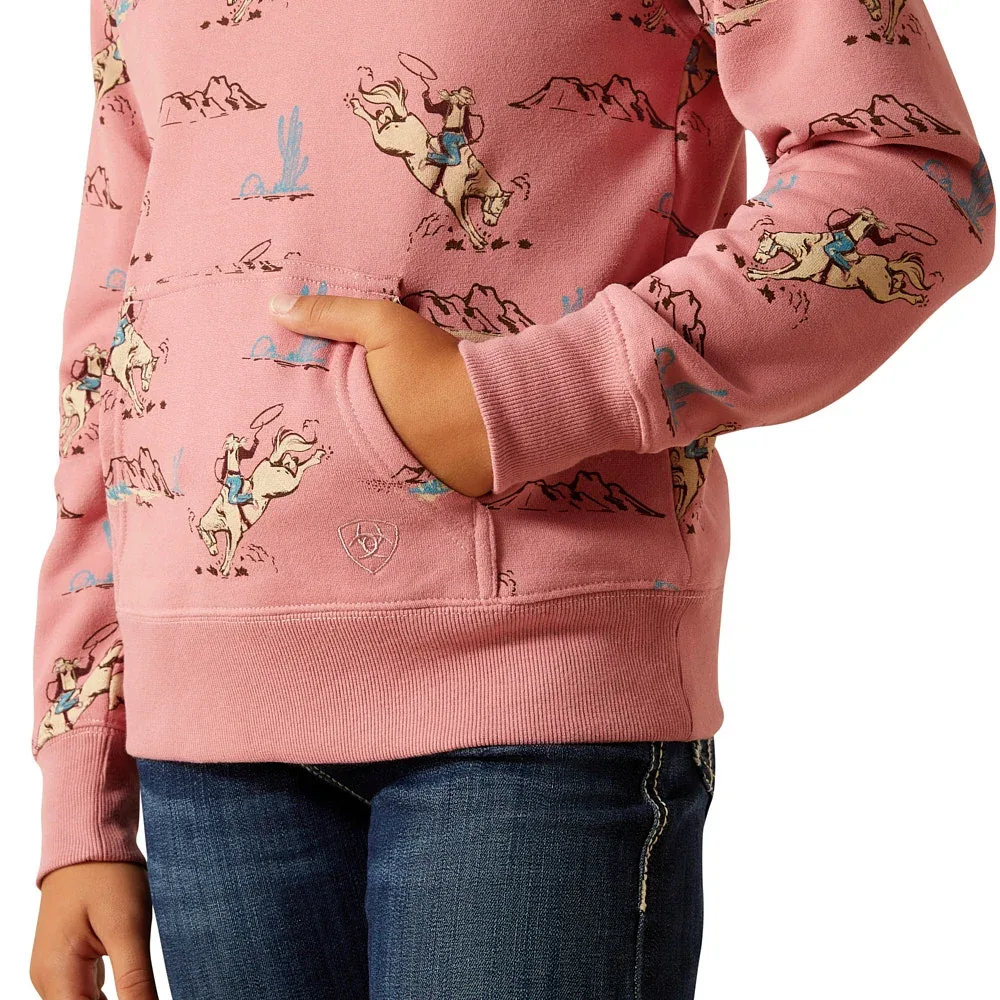 Ariat Girl's Bronc Scene 1/4 Zip Sweatshirt - Image 2