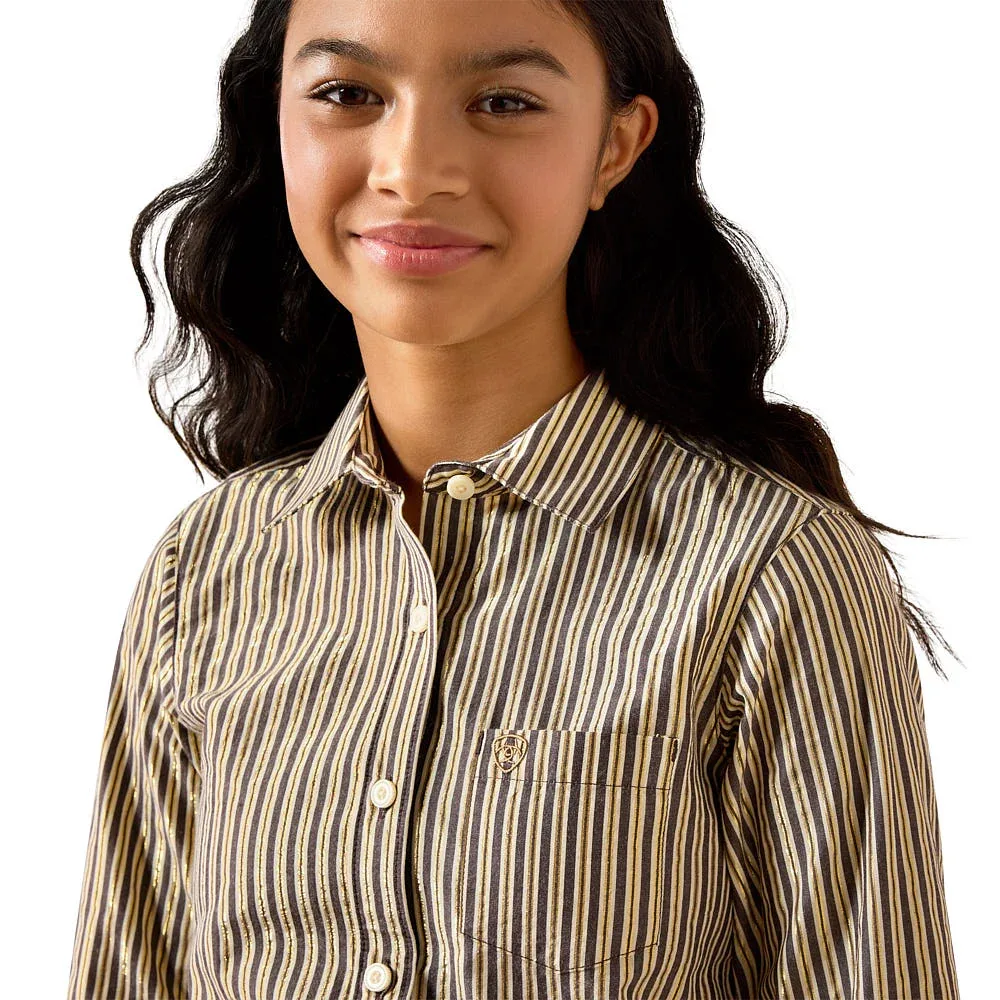 Ariat Girl's Chocolate Stripe Kirby Shirt - Image 2