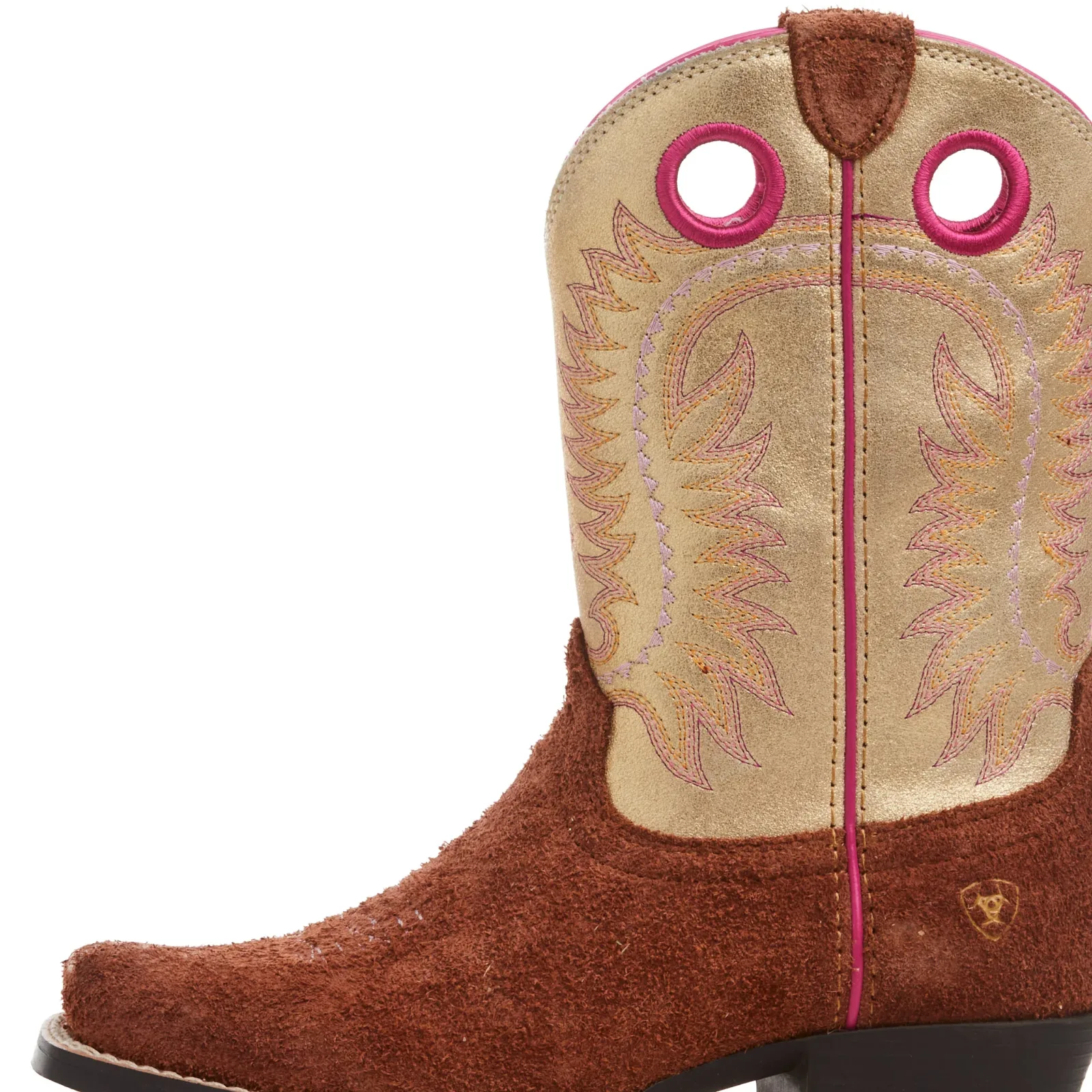 Ariat Kids Derby Monroe Terracotta Roughout and Royal Gold Metallic Boot - Image 2