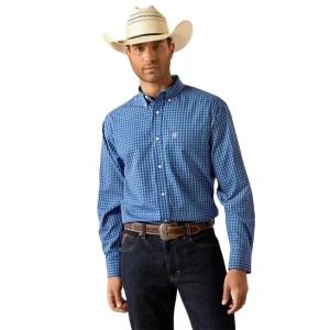Ariat Mens Blair Navy Wrinkle Free Shirt