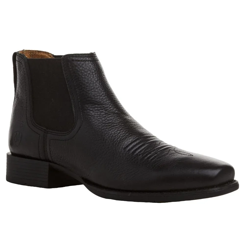 Ariat Men's Booker Ultra Square Toe 6in Black Deertan Top Pull On