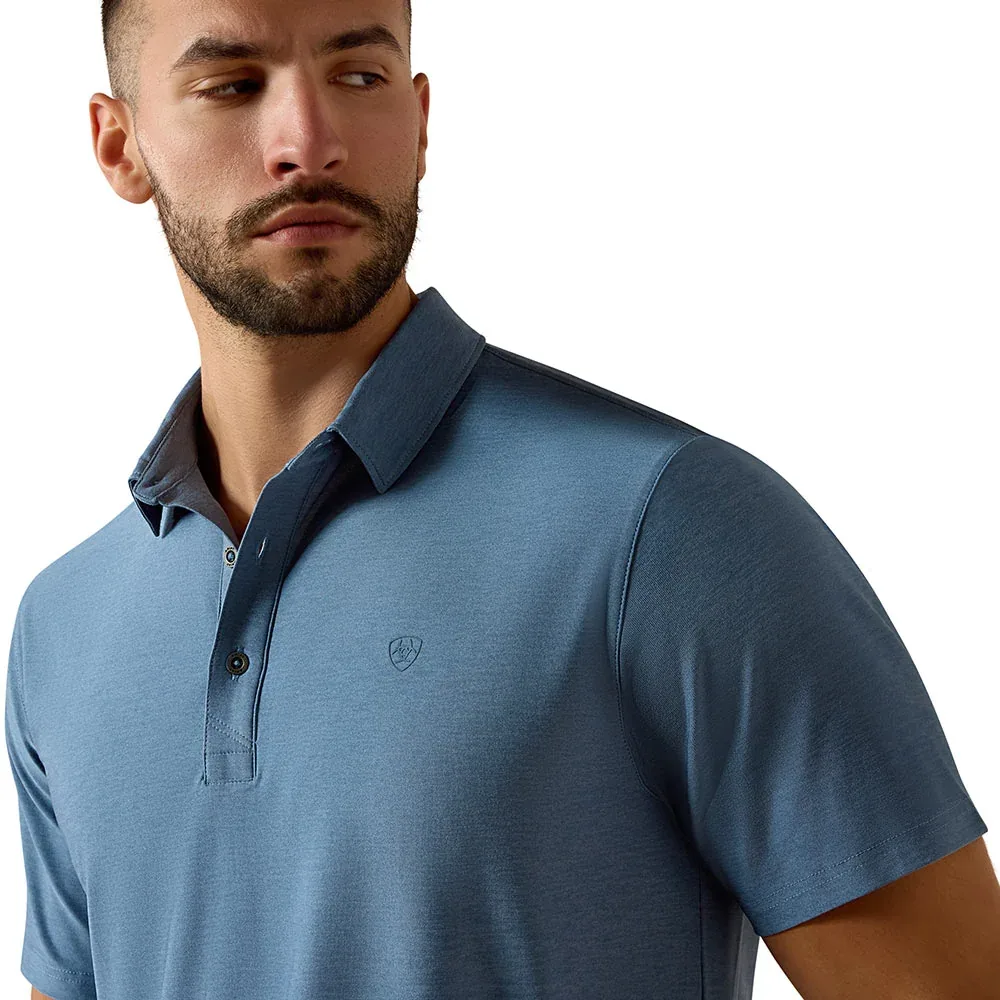 Ariat Men's Captain's Blue Fitted Charger 2.0 Polo - Image 2