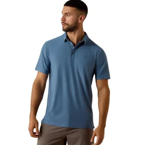Ariat Men's Captain's Blue Fitted Charger 2.0 Polo