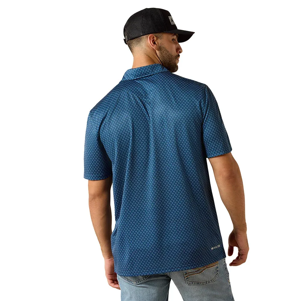 Ariat Men's Dark Denim Medallion Print Polo - Image 2