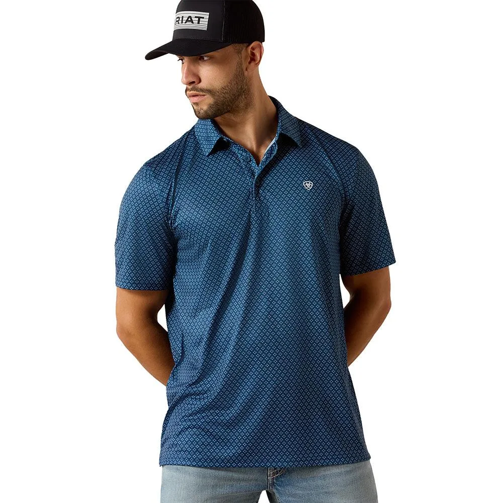 Ariat Men's Dark Denim Medallion Print Polo