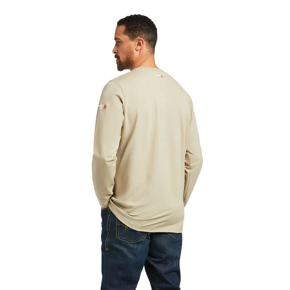 Ariat Mens FR Khaki Base Layer Long Sleeve Tee - Image 2