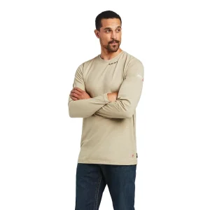 Ariat Mens FR Khaki Base Layer Long Sleeve Tee