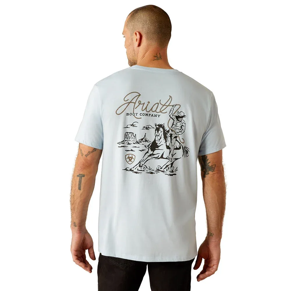 Ariat Mens Sky Blue Cactus Roper Tee - Image 2