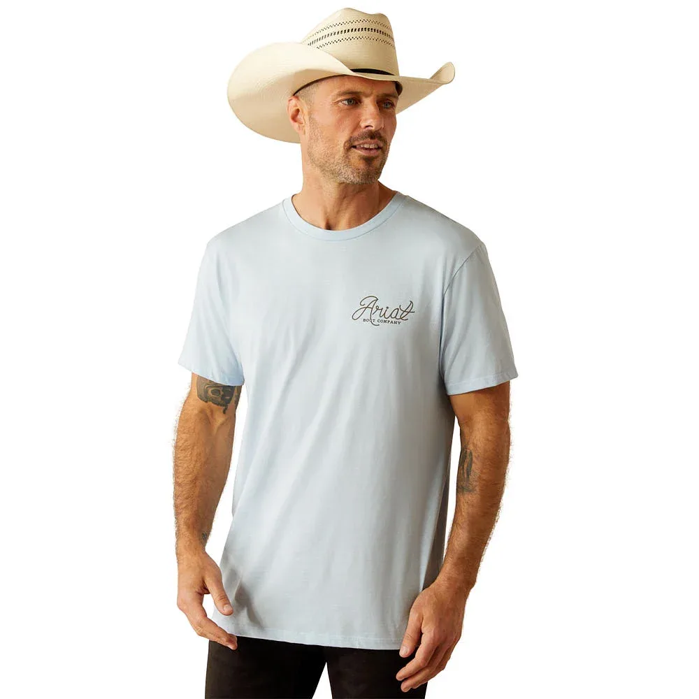 Ariat Mens Sky Blue Cactus Roper Tee