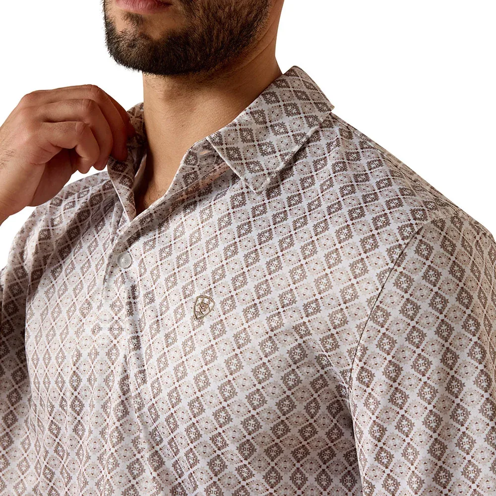 Ariat Men's Taupe Grey All Over Print Polo - Image 2