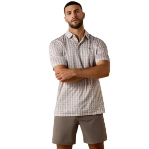 Ariat Men's Taupe Grey All Over Print Polo