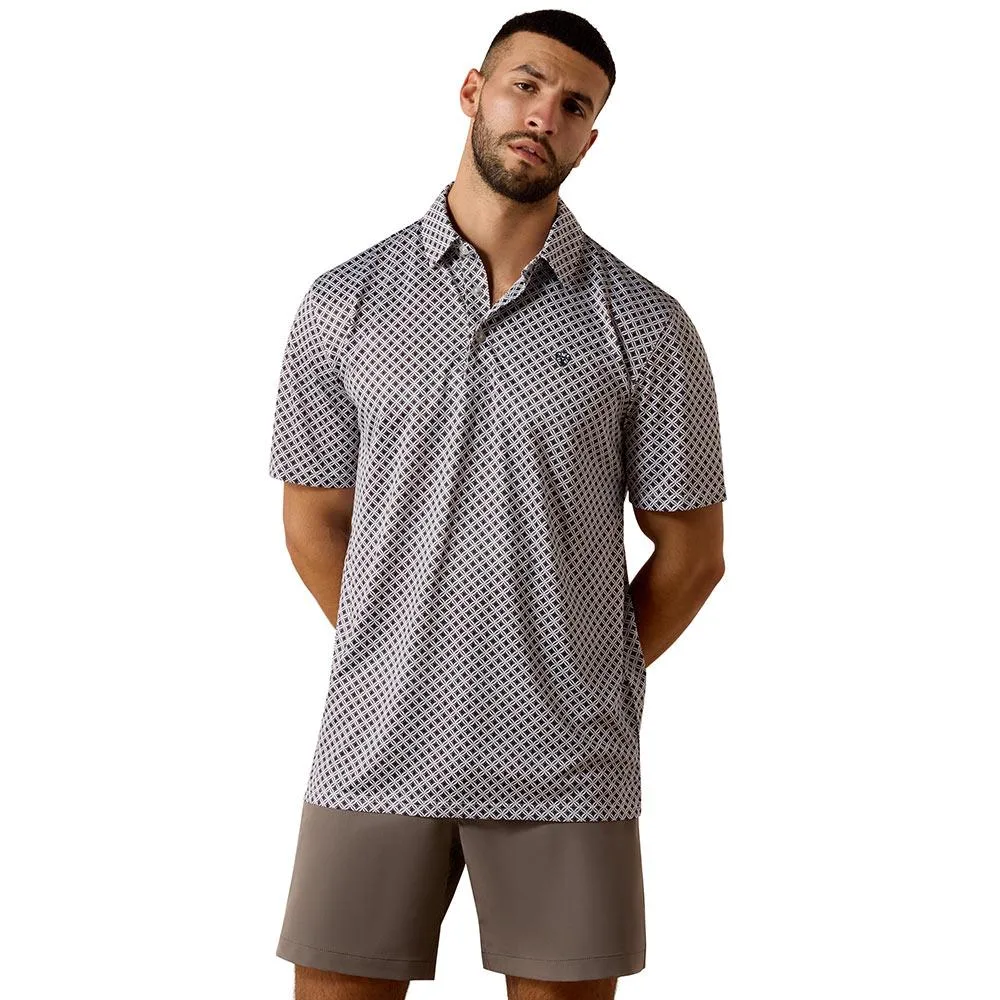 Ariat Men's White Geo Print Polo