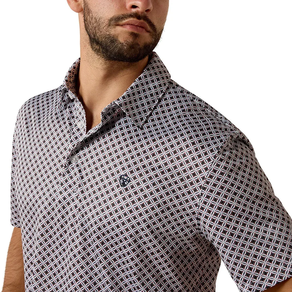 Ariat Men's White Geo Print Polo - Image 2