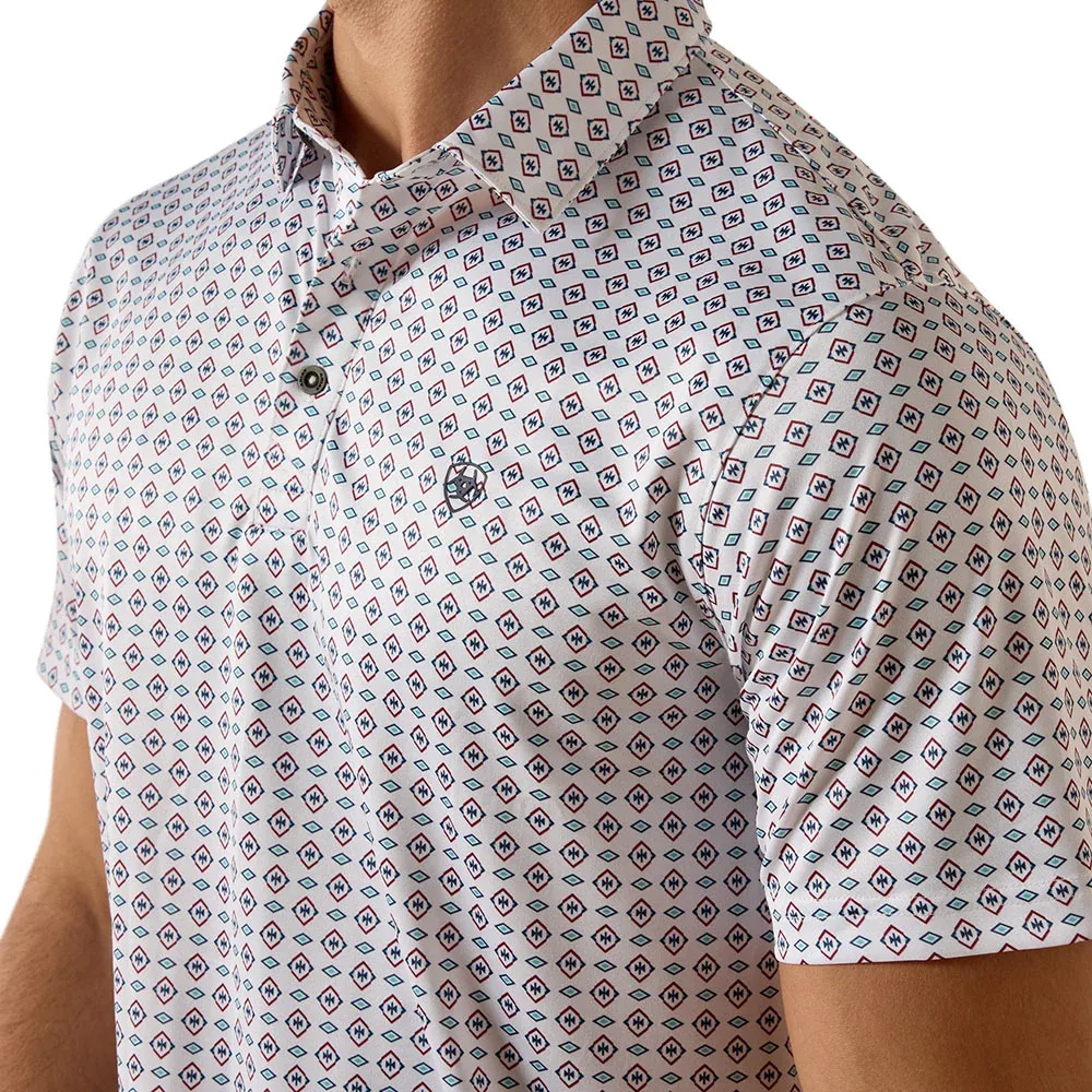 Ariat Men's White Southwest Print Polo - Image 2