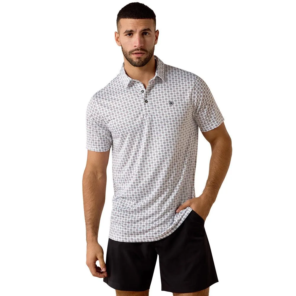 Ariat Men's White Southwest Print Polo