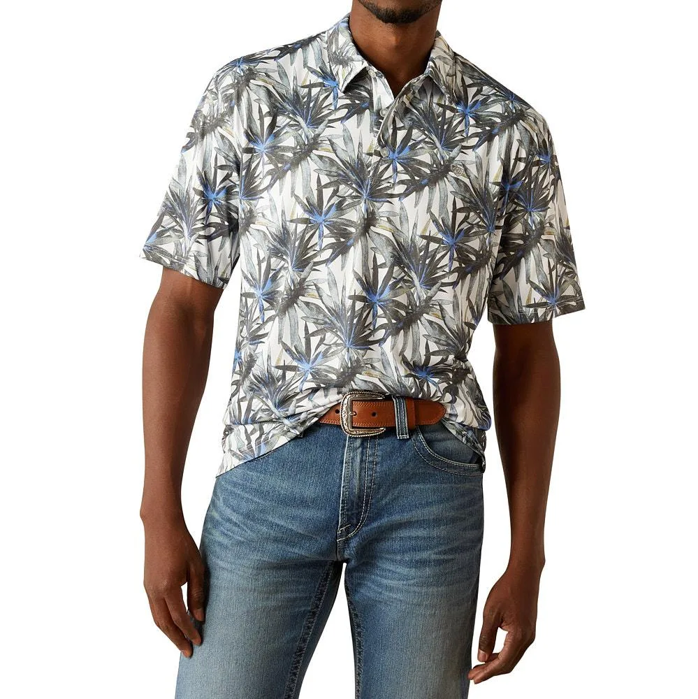 Ariat Mens White Tropical Print Polo