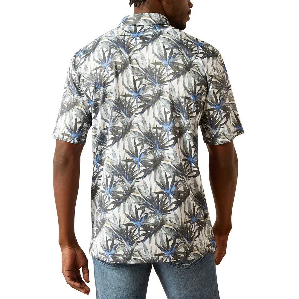 Ariat Mens White Tropical Print Polo - Image 2