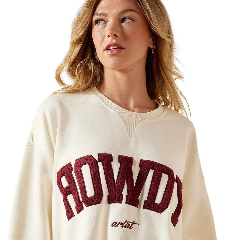 Ariat Women's Cream & Maroon Collegiate Sweatshirt - Image 2