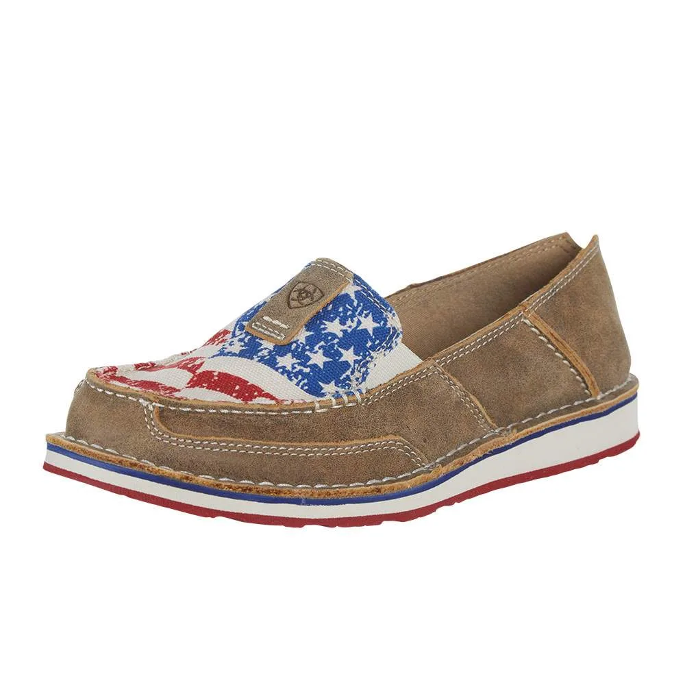 Ariat Womens Crusier Brown Bomber Distressed Flag