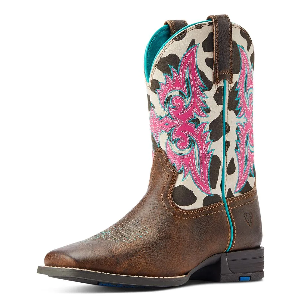 Ariat Youth Lonestar 8 In Cowprint Top Cowgirl Boot