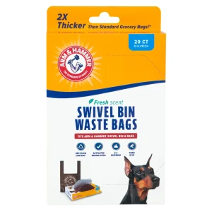 Arm & Hammer Heavy Duty Pet Waste Bags For Swivel Bin Pooper Scooper, Fresh Scent-20ct Refill