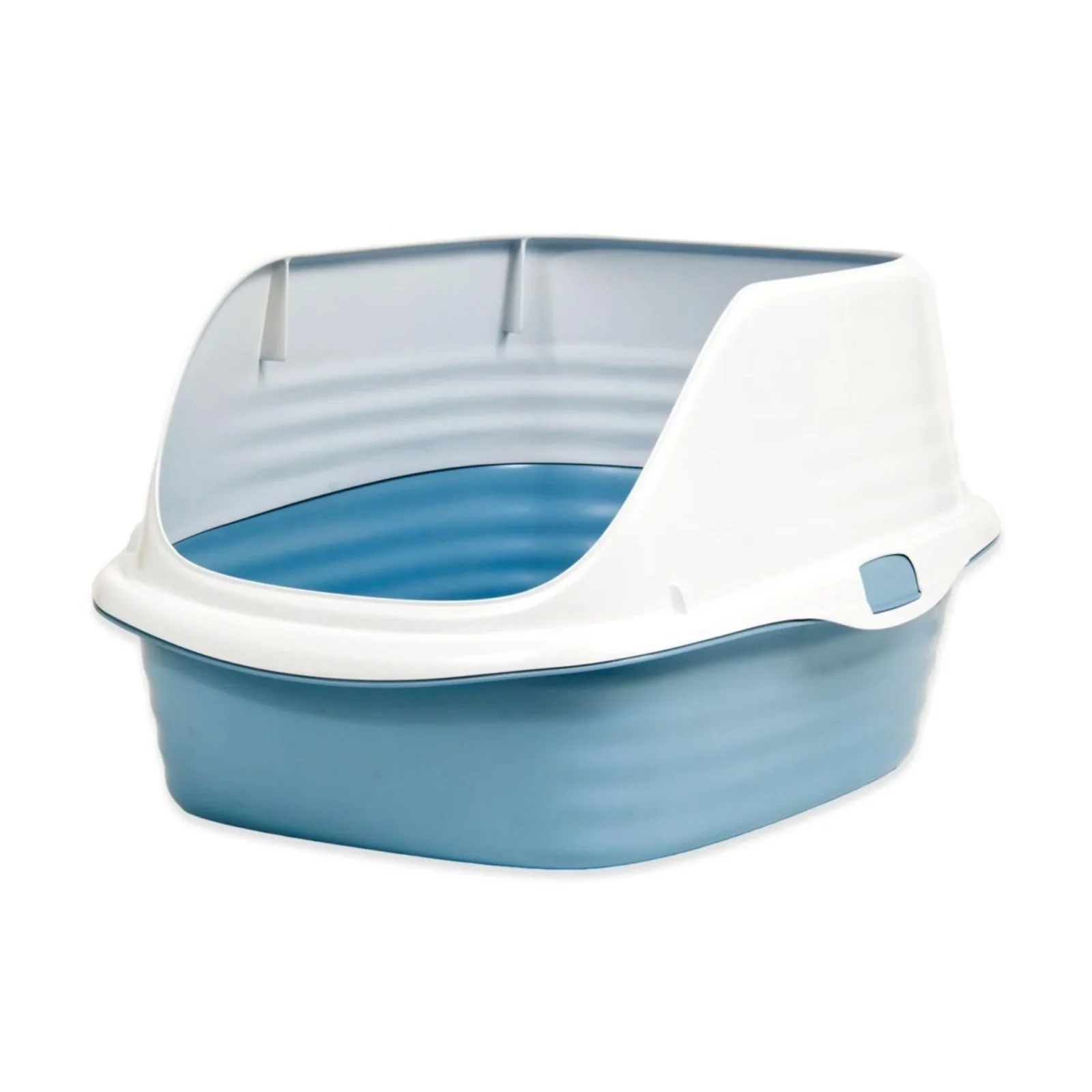 Arm & Hammer Rimmed Wave Cat Litter Pan, Pearl White/Dark Gray, LG