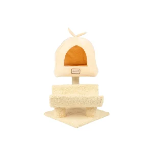 Armarkat 31-in Faux Fleece Real Wood Scratching Post & Condo Cat Tree, Goldenrod