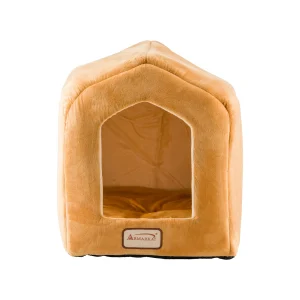 Armarkat Beige & Brown House Shaped Covered Cat Bed