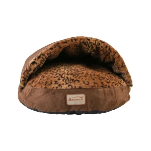 Armarkat Brown Animal Print Faux Suede Cave Cat Bed