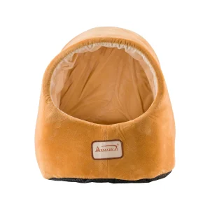 Armarkat Ivory & Brown Luxe Velvet Covered Cat Bed